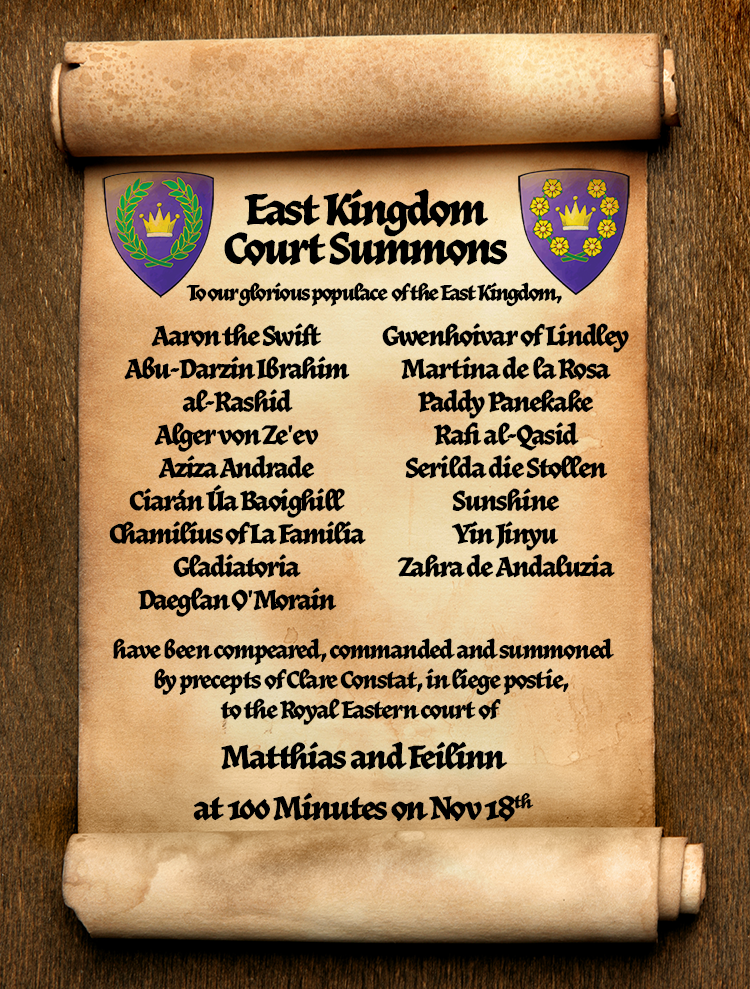 Scroll with the names of those summoned to 100 Minutes court.