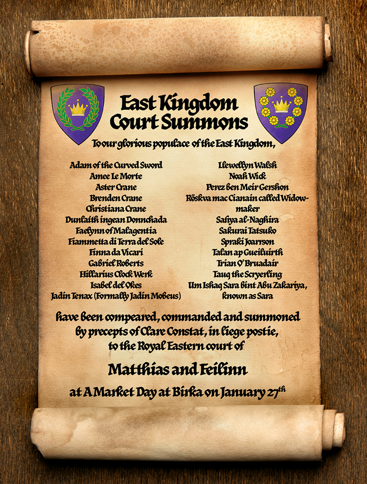 Scroll with the list of names summoned to Birka court.